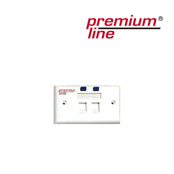 PremiumLine USA Face Plate, 90° Entry, 70 × 115, Integral molding, w/- icon, 2-Port, white, shutter type