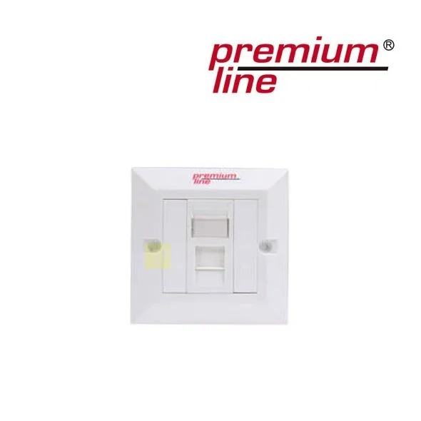 PremiumLine Euro II Face Plate, Right-angle, 90°Entry, 86*86, Snap-In,w/- Shutter, 1-Port, white