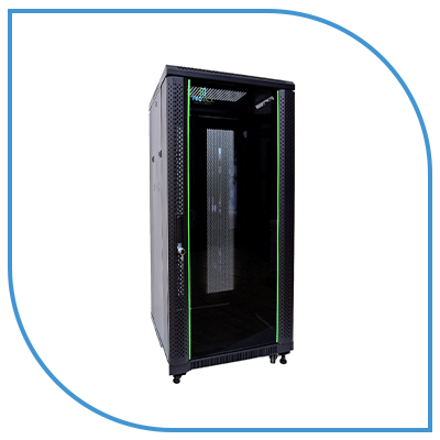 ProRack 22U 600*600Standing network rack with glass door, 1 fan, 1 shelf and 1 PDU 8 outlet