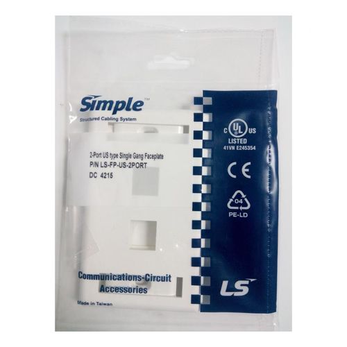 LS Simple ,2,Port US type Single Gang Face Plate