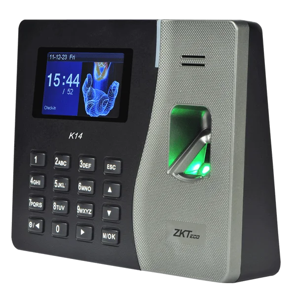 ZKteco, K14 Pro, Fingerprint Capacity: 3000, ID Card Capacity: 3,000, Record Capacity:200,000, Display: 2.8 inch TFT screen, Communication: TCP/IP