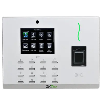 ZKteco G2 , Modern Design & Interactive UI. Fingerprint ,Capacity: 20,000 (Standard) ,Card Capacity:20,000 ,Transaction Capacity:200,000