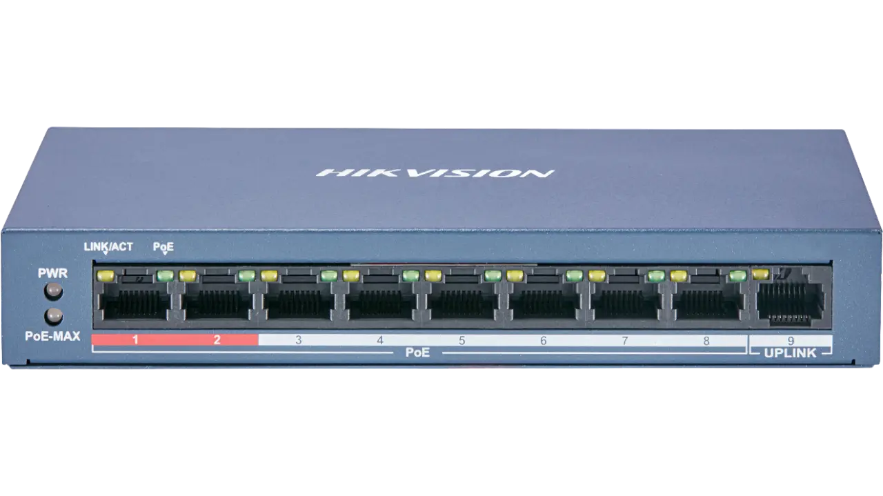 Hikvision DS-3E0109P-E/M(B)(O-STD) , 8 Port Fast Ethernet Unmanaged POE Switch