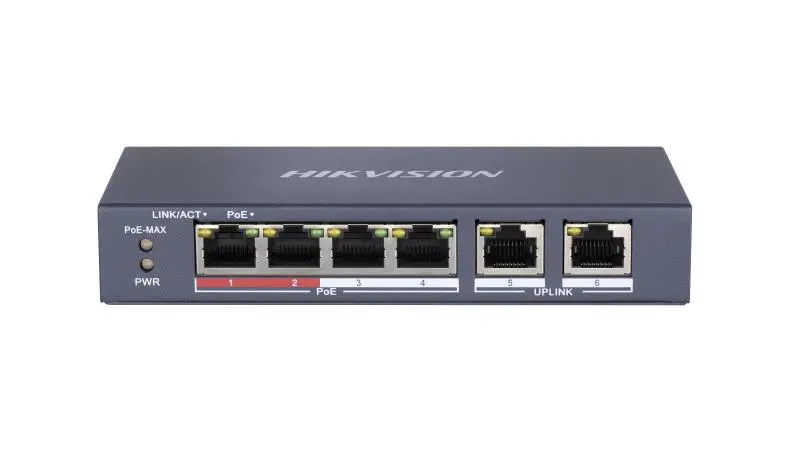 Hikvision DS-3E0106P-E/M(O-STD) , 4 Port Fast Ethernet Unmanaged POE Switch