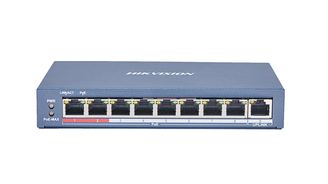 Hikvision DS-3E0109P-E(C)(O-STD) , 8 Port Fast Ethernet Unmanaged POE Switch