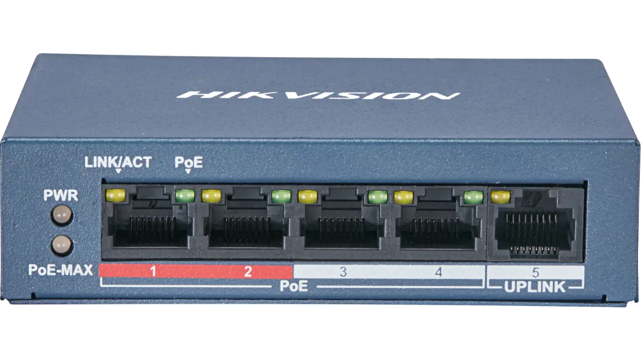 Hikvision  DS-3E0105P-E/M(B)(O-STD) , 4 Port Fast Ethernet Unmanaged POE Switch